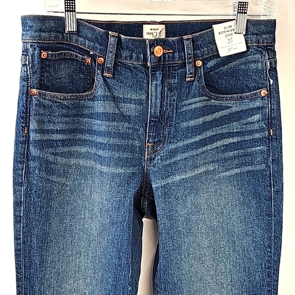 J. Crew Slim Boyfriend Jeans Dark Wash w Distressed Faded Look at Pockets - Picture 13 of 17